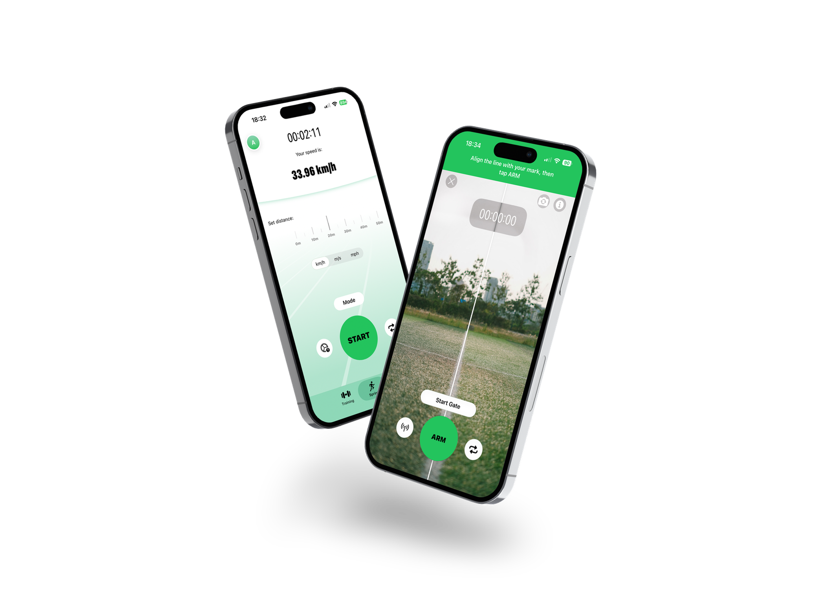 SprintSpeed app running on two iPhones